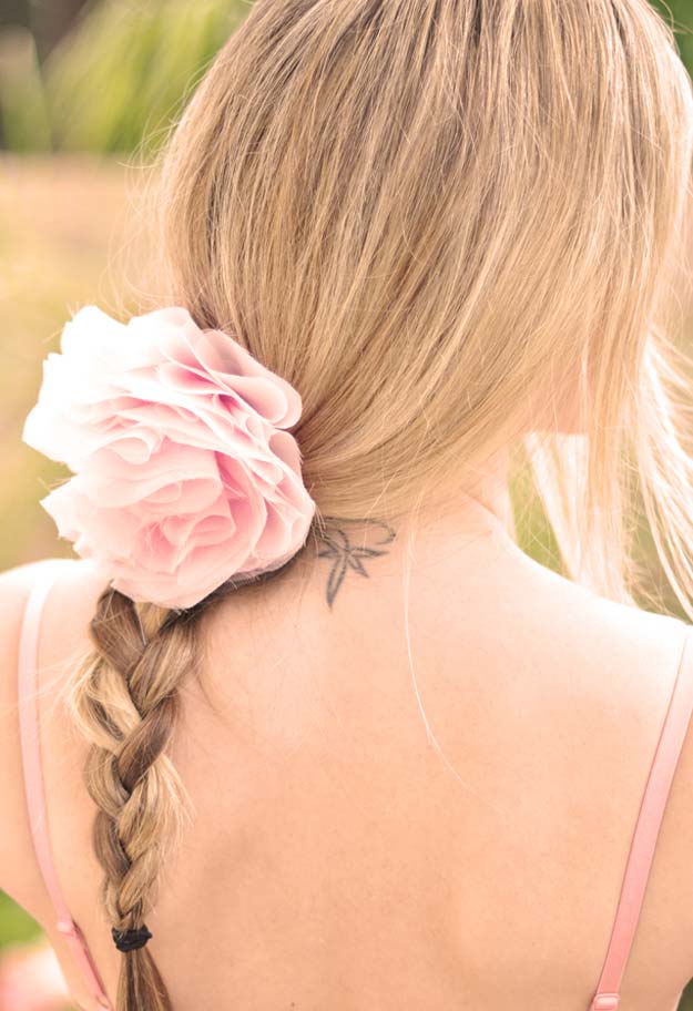 38 Creative DIY Hair Accessories - Chiffon Flower Brooch & Hair Pin - Create Pretty Hairstyles for Women, Teens and Girls with These Easy Tutorials - Vintage and Boho Looks for Prom and Wedding - Step by Step Instructions for Cool Headbands, Barettes, Pony Tail Holders, Hair Clips, Bobby Pins and Bows 